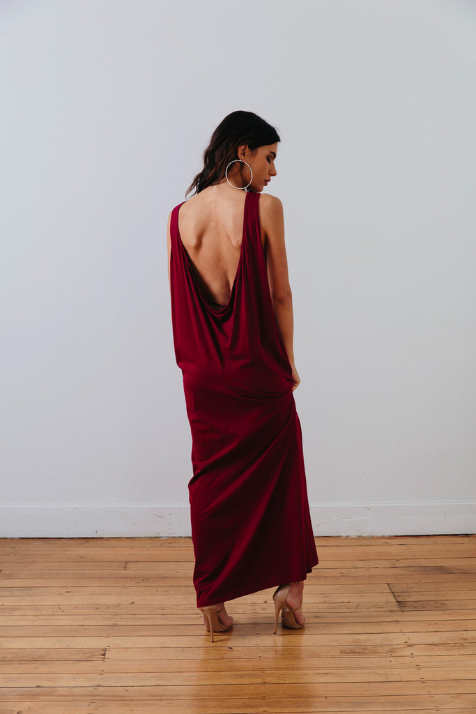 the mnml - ethical clothing - the decade dress - barcelona berry back
