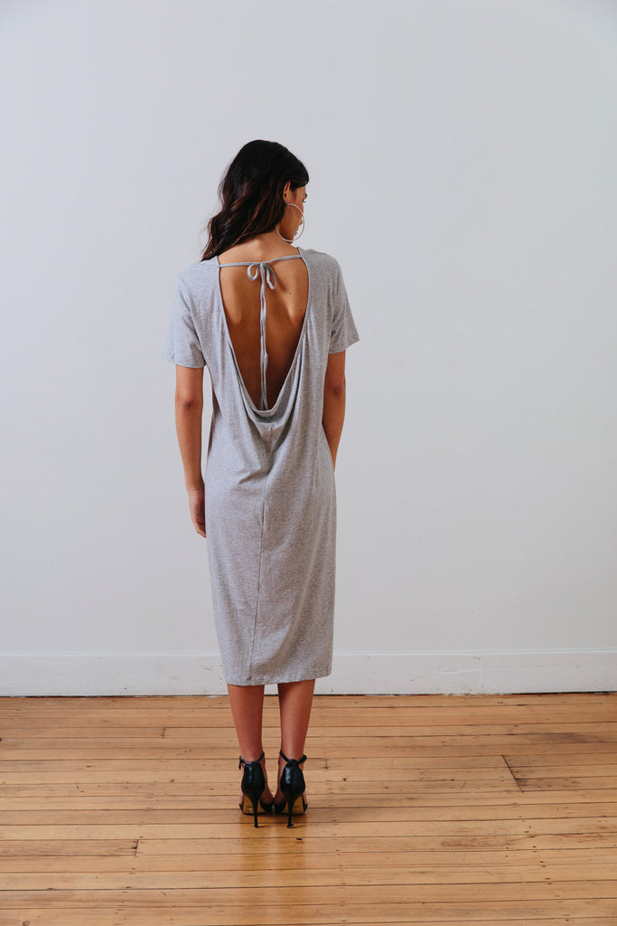 back view of the grey marle the wanderer dress