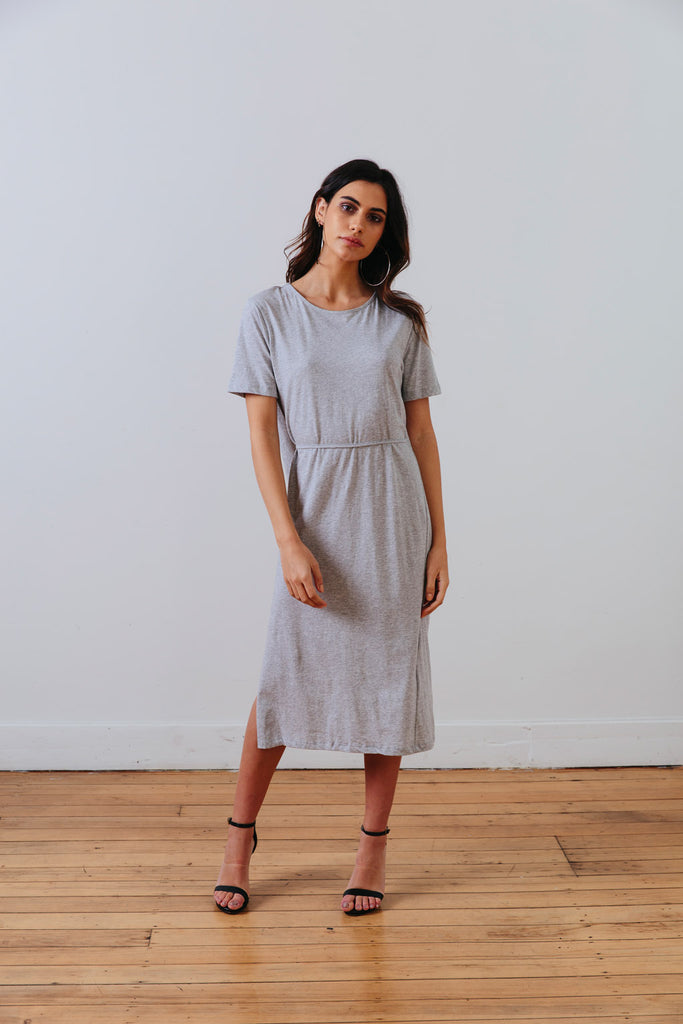 front view of the grey marle the wanderer dress