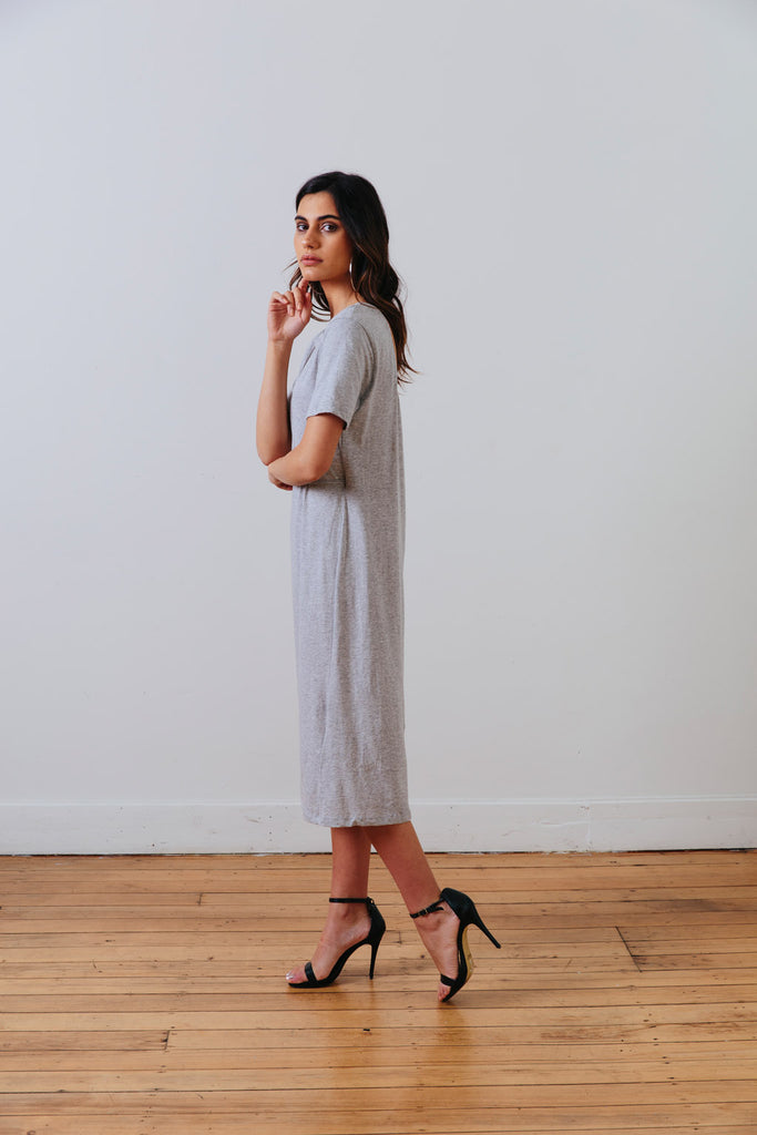 side view of the grey marle the wanderer dress