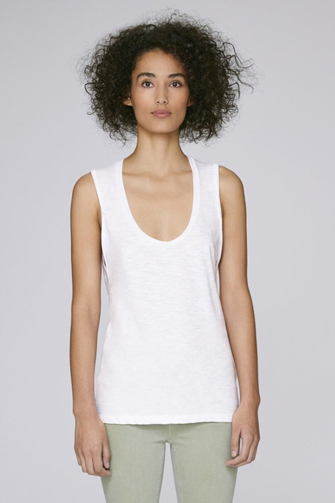 the doillon tank - white front - the mnml - affordable ethical clothing 